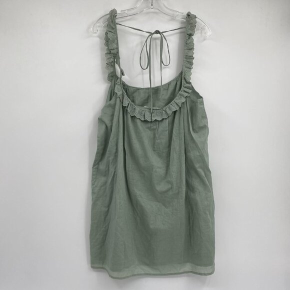 Reformation Green Tucker Eyelet Trim Mini Dress | Size XL - Picture 2 of 8